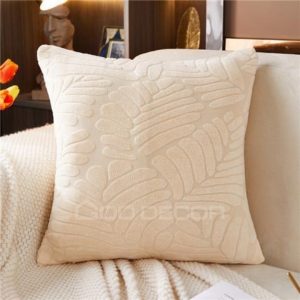 Vỏ gối sofa vải nhung họa tiết lá mềm mại kích thước 45x45cm thương hiệu GOO Decor