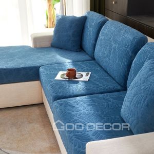 Bọc đệm ghế sofa họa tiết lá bằng vải nhung dày dặn GOO Decor