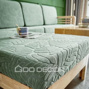Bọc đệm ghế sofa họa tiết lá bằng vải nhung dày dặn GOO Decor