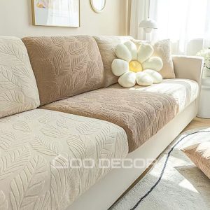 Bọc đệm ghế sofa họa tiết lá bằng vải nhung dày dặn GOO Decor