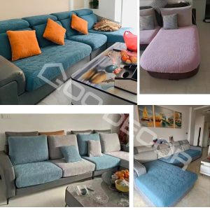 Bọc đệm ghế sofa họa tiết lá bằng vải nhung dày dặn GOO Decor