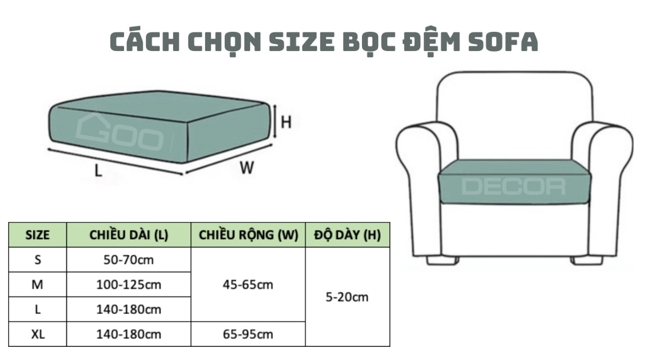 Bọc đệm ghế sofa bằng vải thun sữa màu trơn co giãn GOO Decor