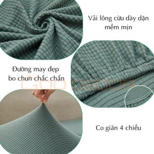 Bọc ghế xoay vải nhung gân co giãn mềm mại GOO Decor