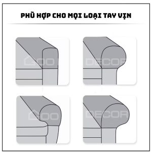 Bọc tay vịn ghế sofa set 2 cái bằng vải nhung gân co giãn GOO Decor