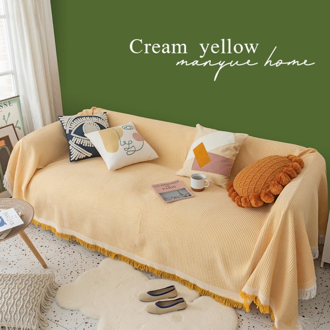 Khăn phủ ghế sofa dệt cotton cao cấp 3D phong cách Bắc Âu GOO Decor