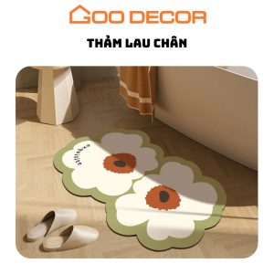 Thảm chùi chân họa tiết bông hoa chống trượt dùng cho nhà tắm GOO Decor