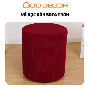 Vỏ bọc đôn tròn bằng vải nhung gân mềm mại ôm sát GOO Decor