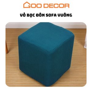 Vỏ bọc đôn vuông chất liệu vải nhung gân cao cấp GOO Decor