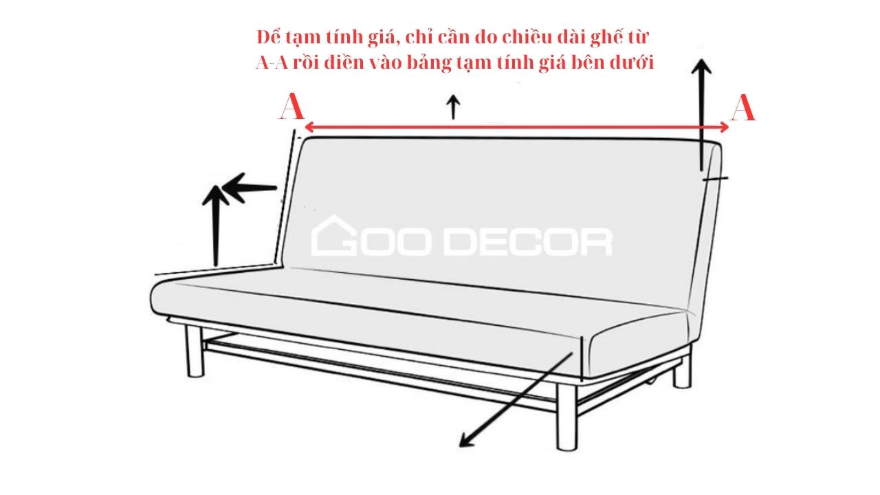 Cách đo kích thước ghế sofa bed để đặt may vỏ bọc