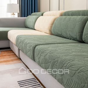 Vải nhung họa tiết lá cao cấp, mềm mịn, sang trọng